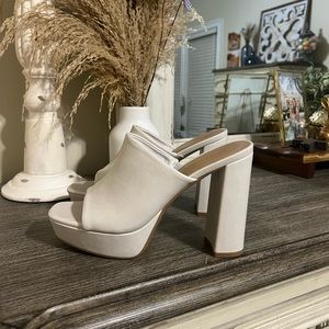 White block heels sandals
